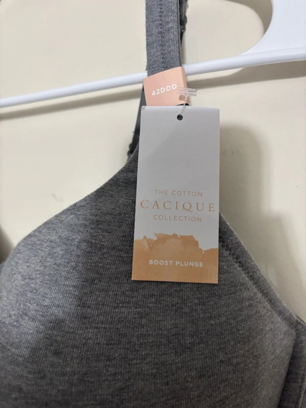 Cacique Collection T-Shirt Bra Boost Plunge Gray Size 42DDD